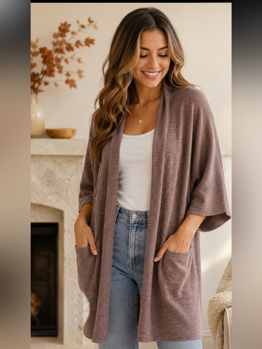 Wilfred Free Aritzia Open Front Cardigan XS Taupe Knit Duster